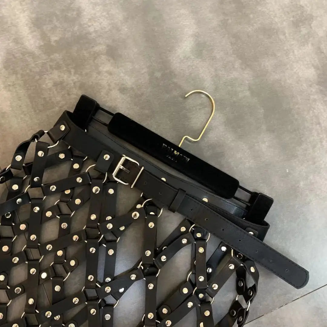 Kjol Dam Klubbkjol Syntetiskt Läder Medium Stretch Ovanför Knäet-2