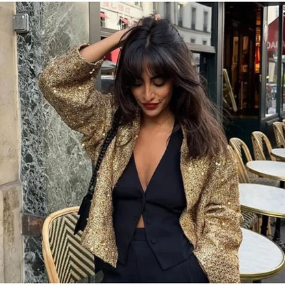 Lång Vinterrock Dam Elegant Paljetter Robust Material-4