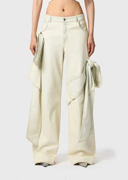 Snygga Byxor Dam Kort Stil Polyester Denim med Fickor-4