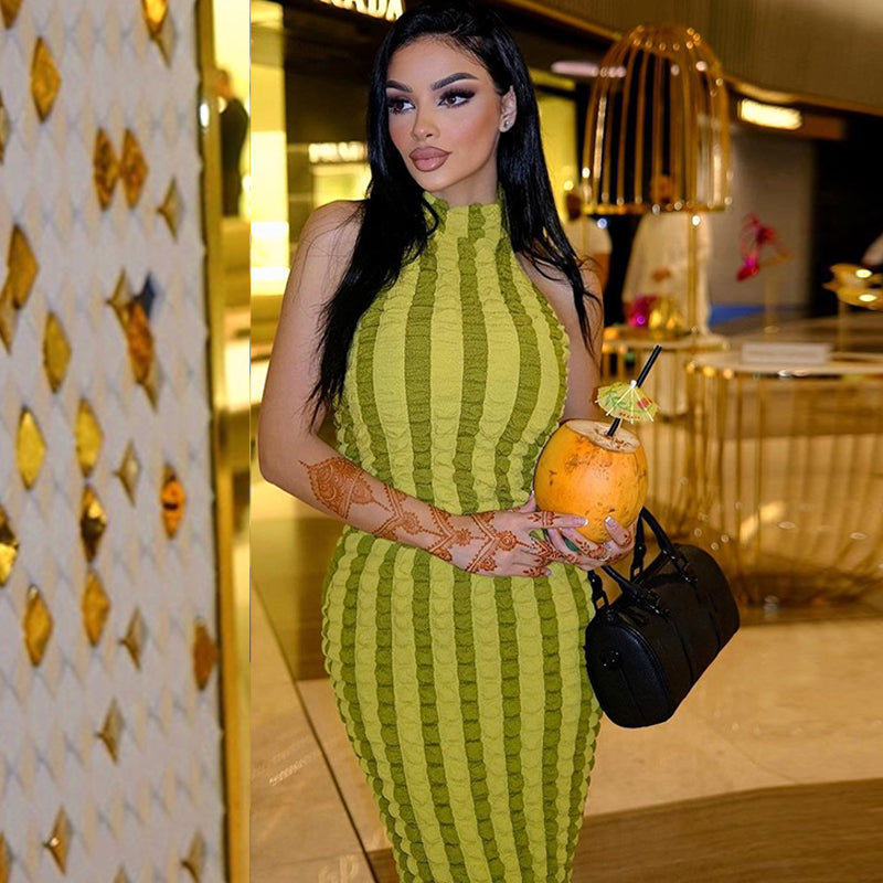 Kvinnors Klänning Hög Krage Lång Ärmar Hållbart Material-2