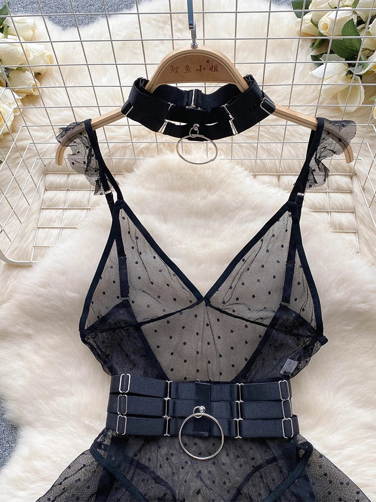 Snygga Damunderkläder Set i Spets och Polyester - Sexiga Underkläder Dam med Formande Passform-3