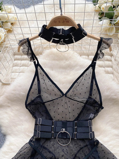 Snygga Damunderkläder Set i Spets och Polyester - Sexiga Underkläder Dam med Formande Passform-3