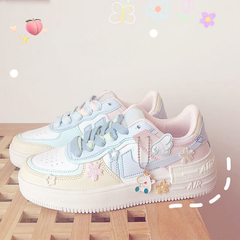 Dam Sneakers Låg Top PU-Läder Patchwork Design-1