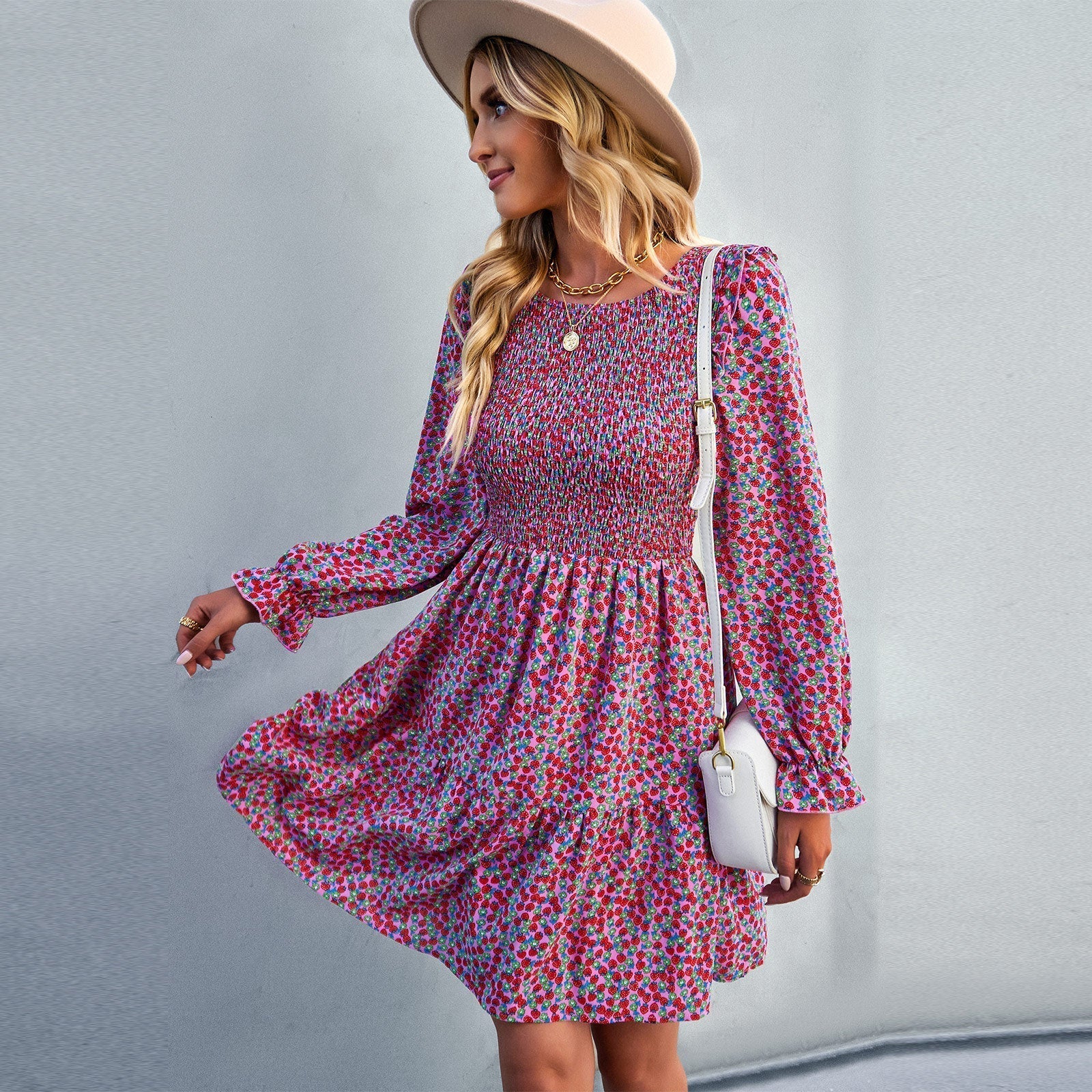 Damklänning Casual Smickrande Silhuett 100% Bomull-3