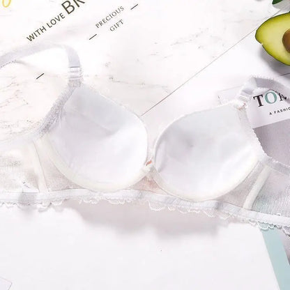 Dam BH Sats Trådlös Rutigt Design Bomull Polyester Spandex-2