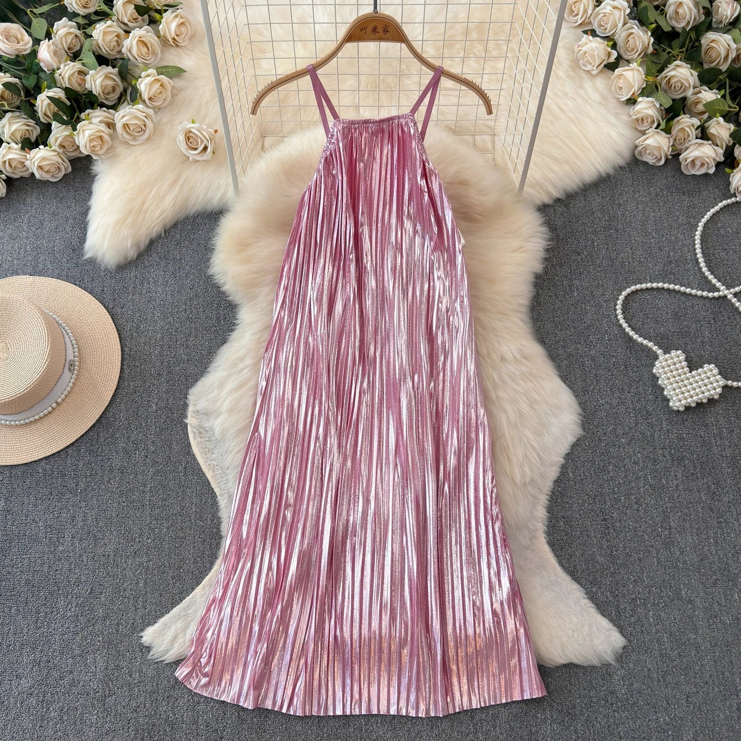 Variant image for Maxiklänning Dam Löst Snitt Ärmlös Polyester Veckad Form-1