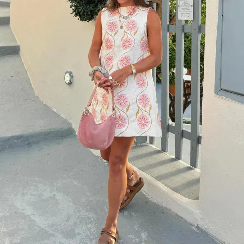 Fina Dam Klänningar Luftig Midjefasong Blandning av Bomull och Polyester-5