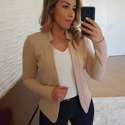 Dam Blazer Långärmad Öppen Stickning 100% Polyester-3