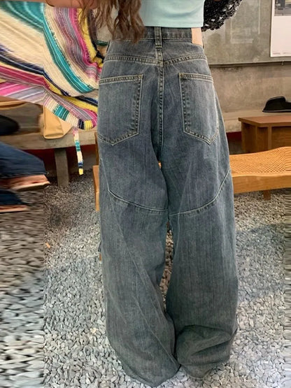 Dam Loose Jeans Trendig Regnbågsdesign Polyester och Bomull 3