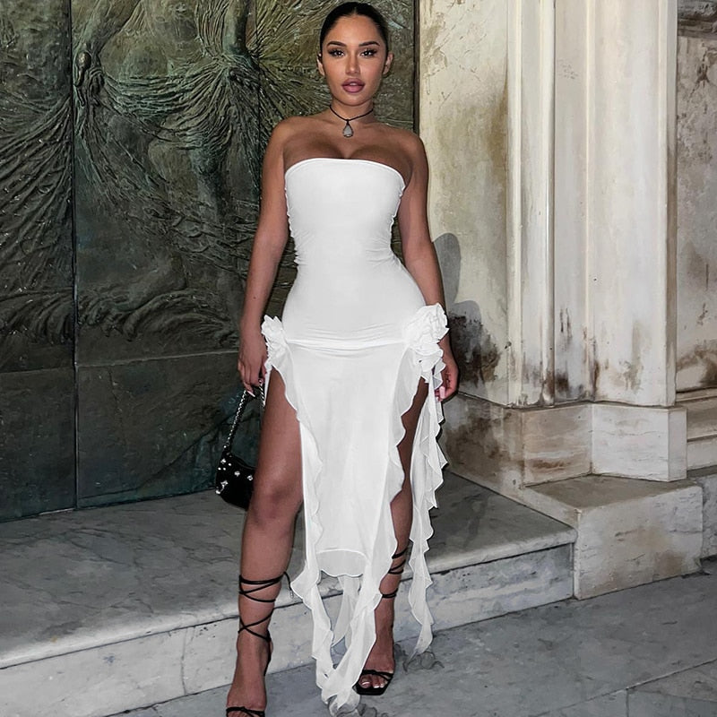 Kvinna Midi Klänning Skinny Polyester Spandex-2