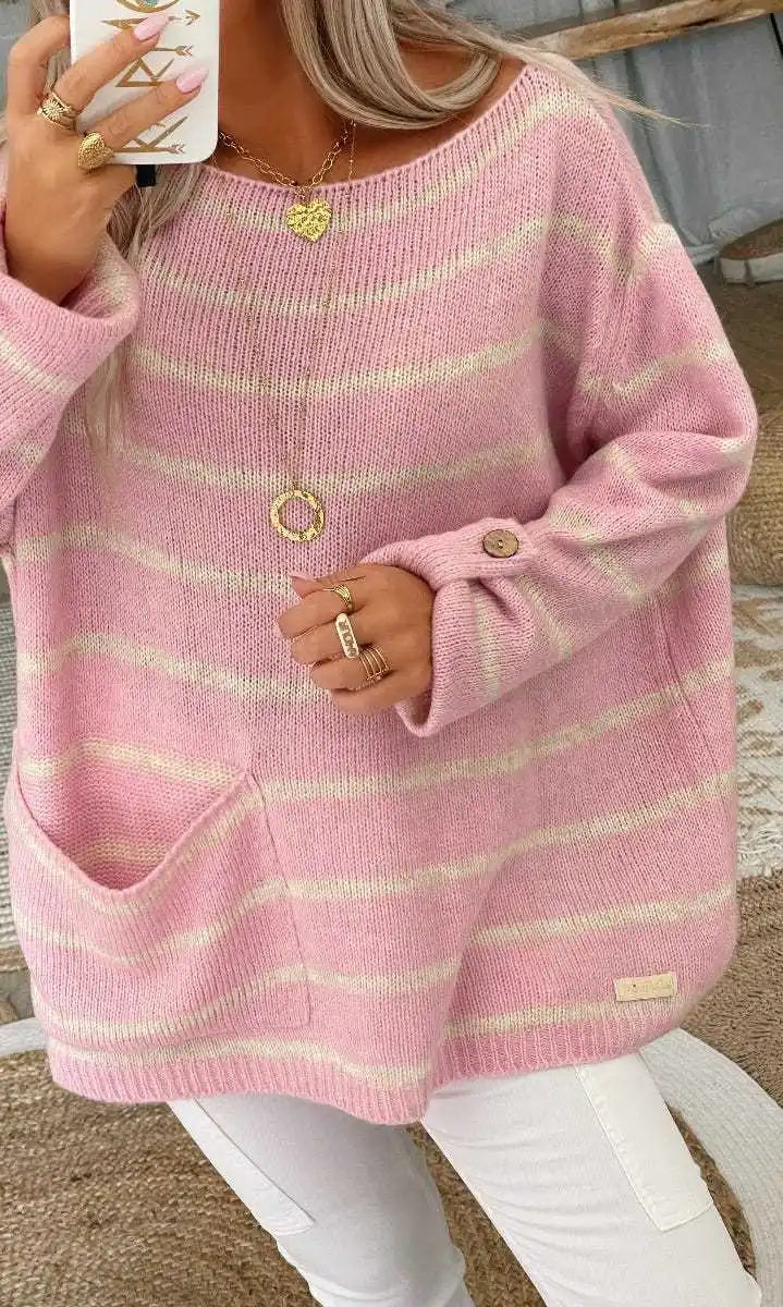 Variant image for Damtröja Randig Mjuk Bomullsblandning-11