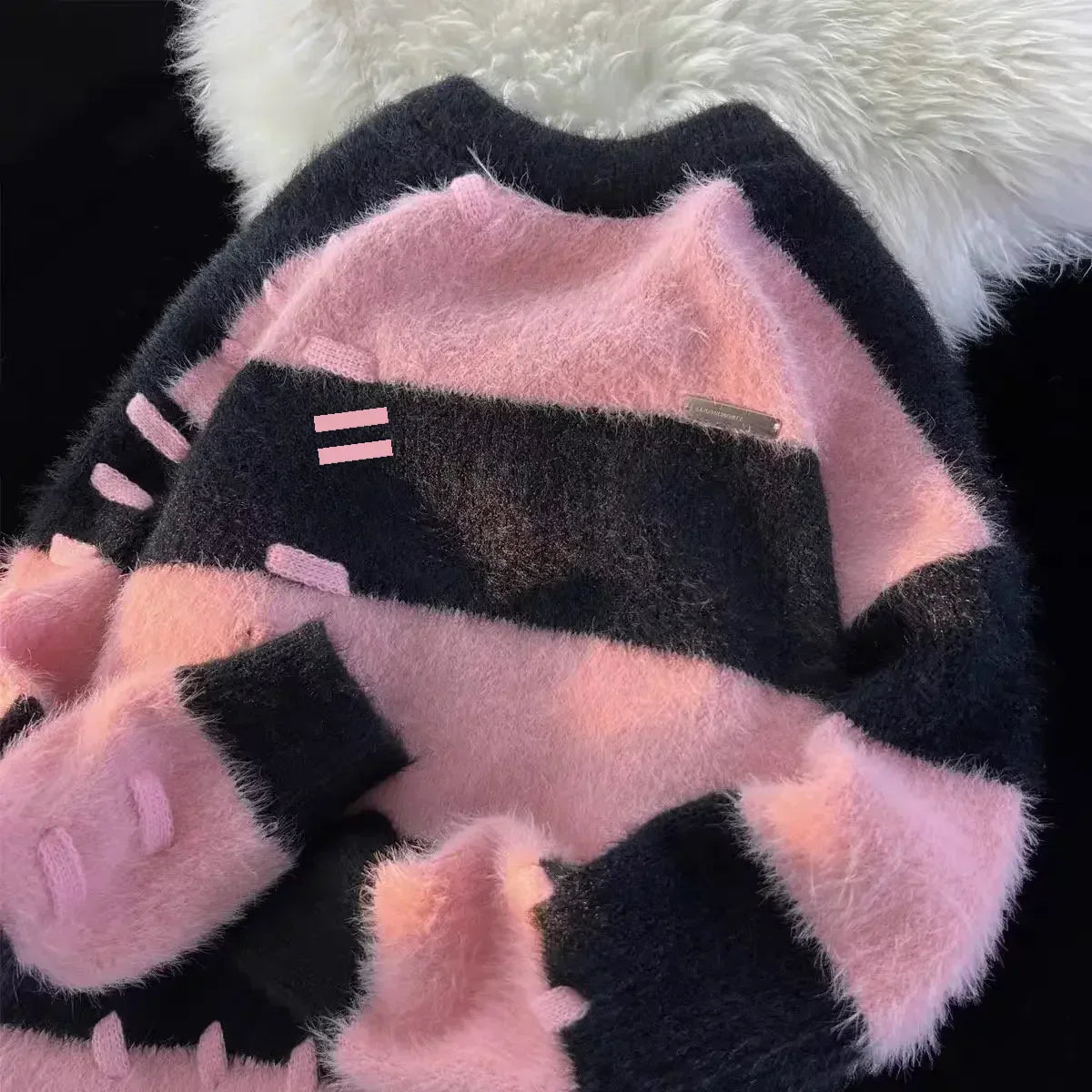 Dam Tilläggströja Japansk Stil Breda Ränder Mjuk Fiber 3