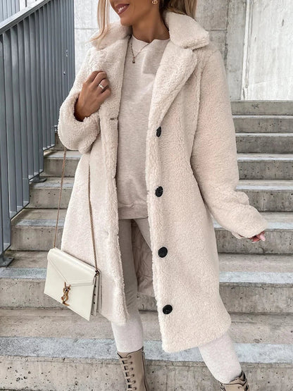 Lång Vinterjacka Dam i Fleece med Elegant Design – Varm och Bekväm för Kalla Vinterdagar 3