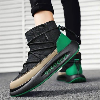 Herr High-Top Sneakers Quiltad Vinter Textil Syntet-6