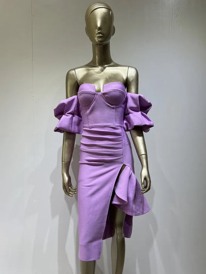 Kvinnors Midi Klänning Monokrom Nylon Spandex-2