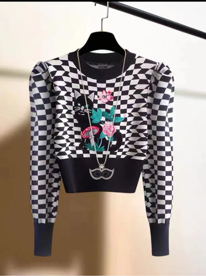 Variant image for Dam Sweatshirt Roligt Tryck Puffärmar Polyester-1