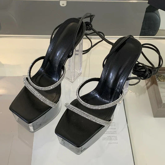 Dam Sandaler Klackar Hög PU Material för Sommarstil 1