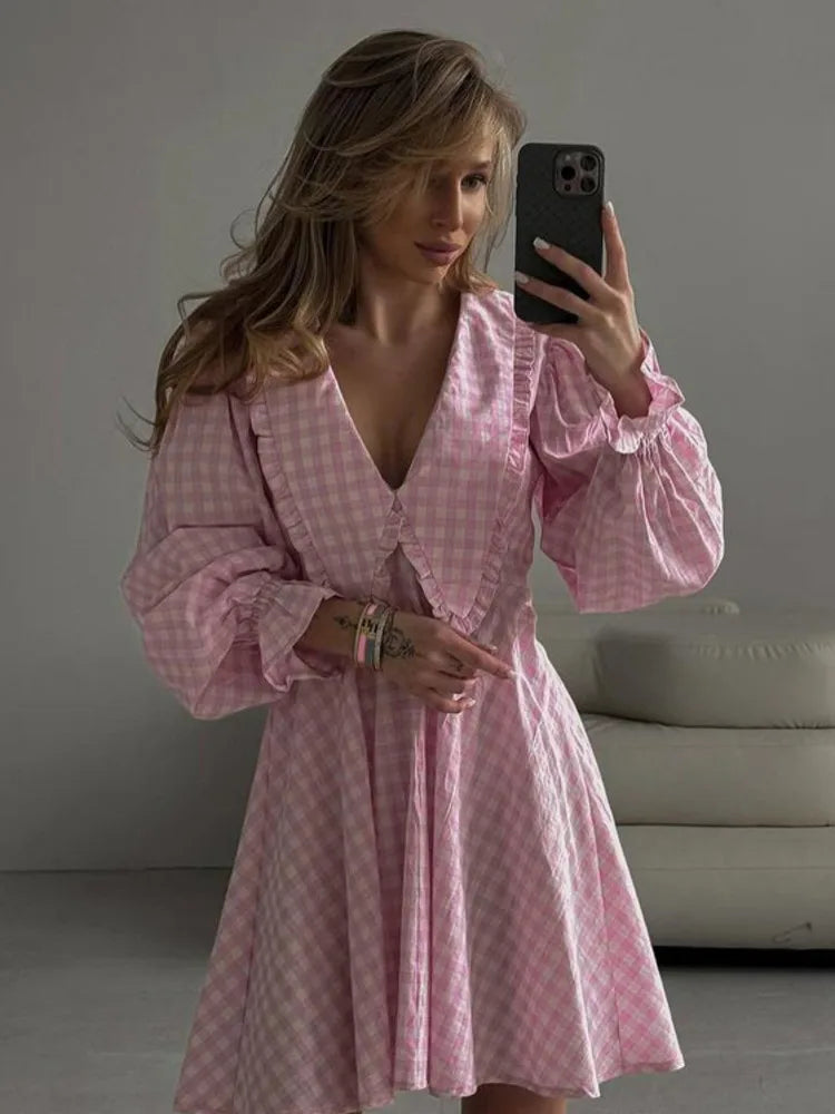 Damklänning A-linjeformad Puffärmar Polyester 3