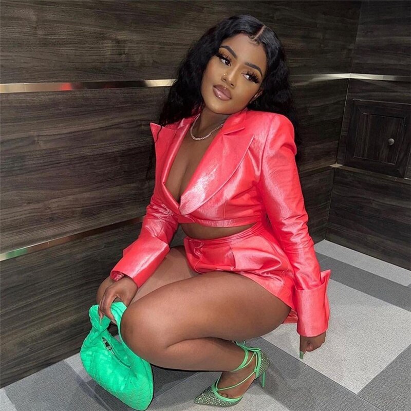 Dam Kort Set V-ringning Spandex Polyester-3