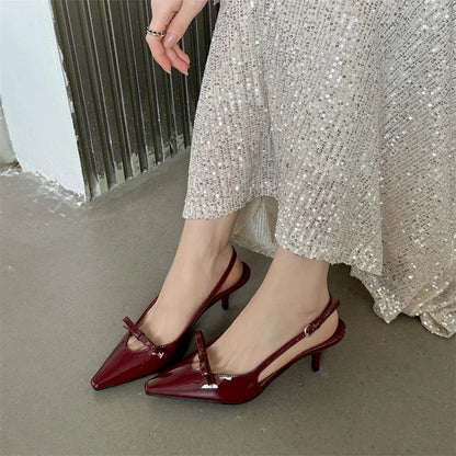 Dam Slingback Skor Plattform Läder Elegant Stil-6