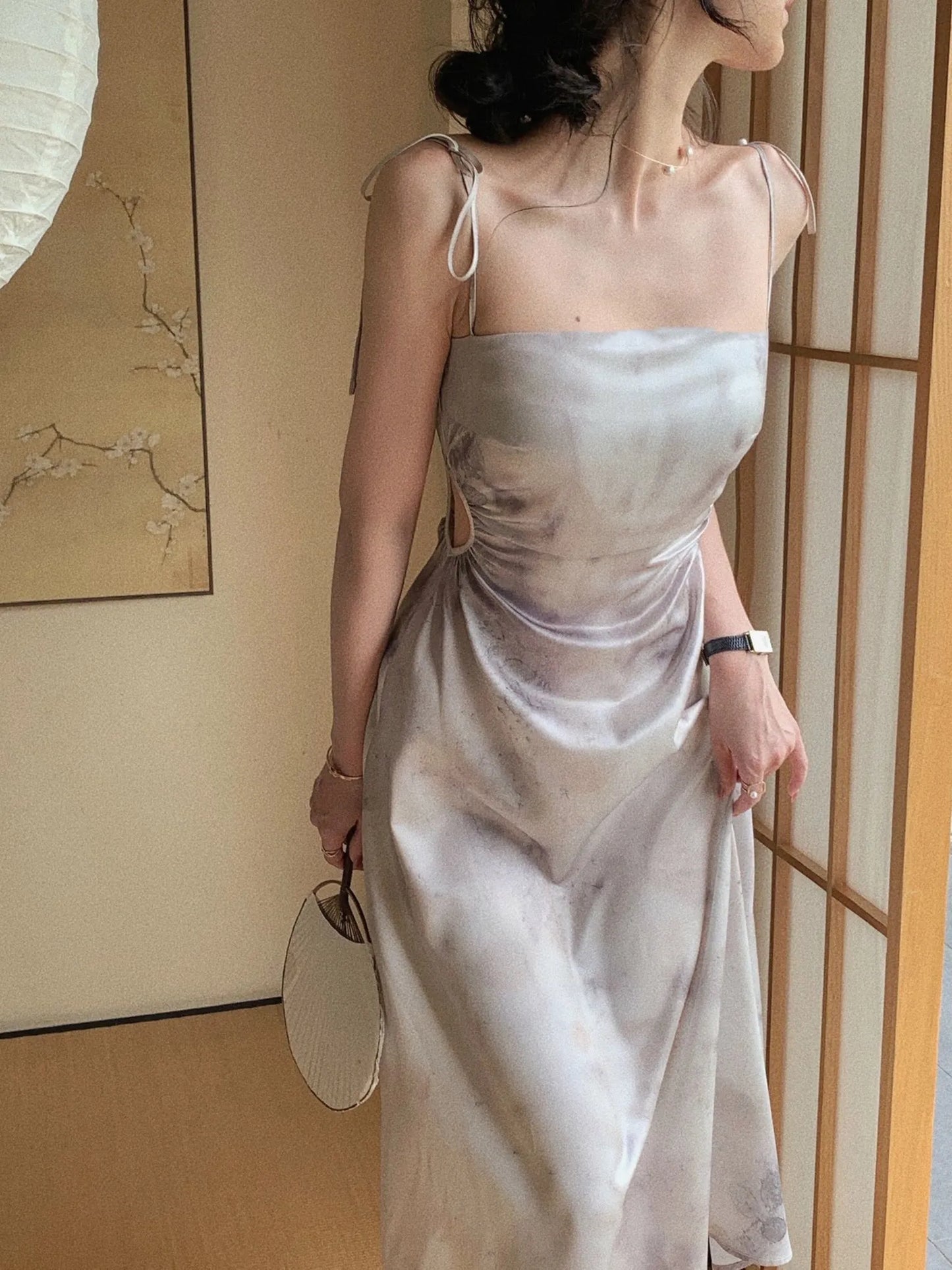 Långklänning Dam Satin Elegant För Fest Och Bröllop-5