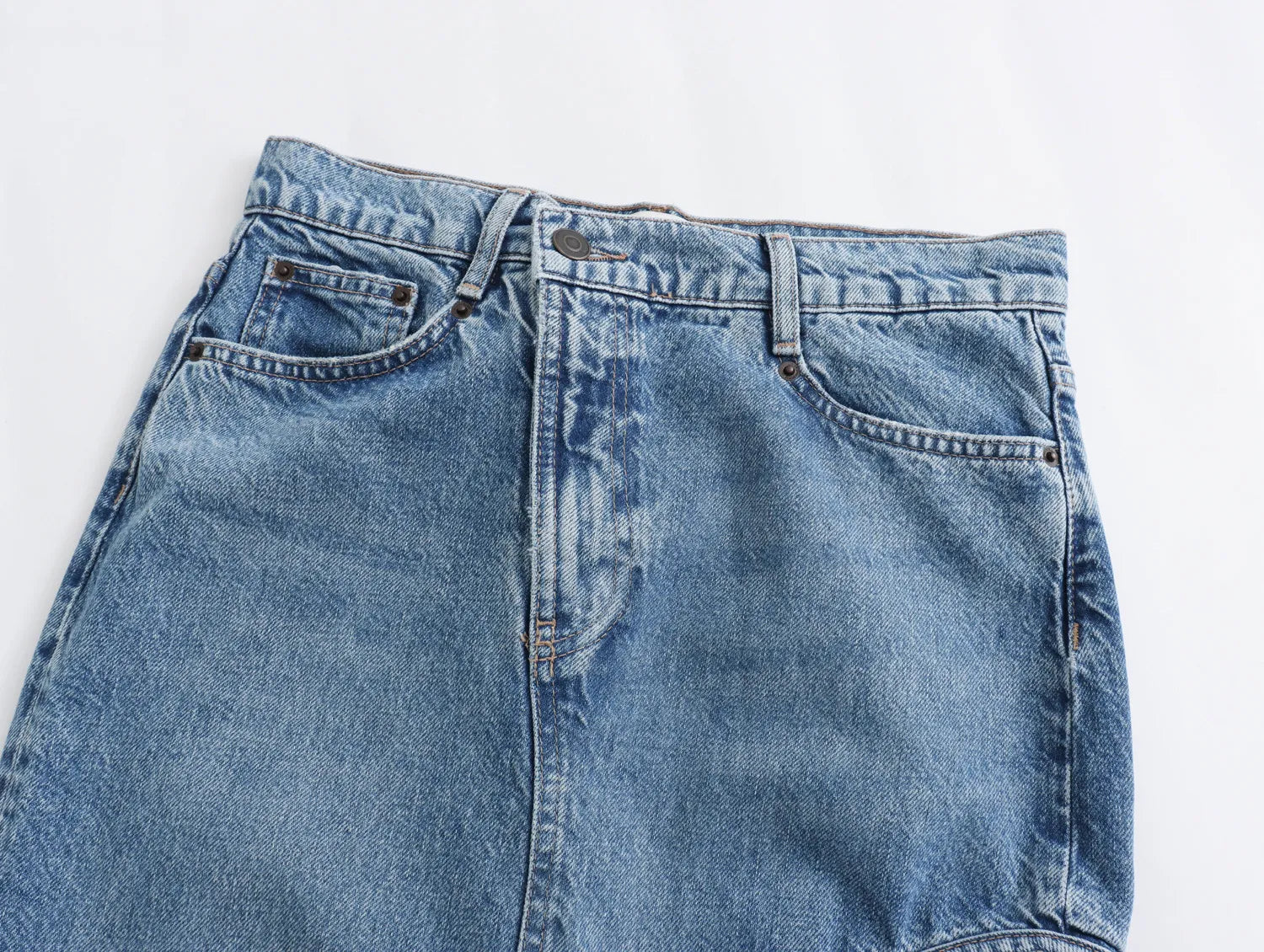 Kvinnors Midi-Rock Klassisk Polyester Denimliknande 3