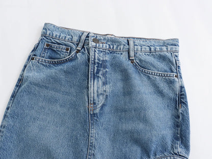 Kvinnors Midi-Rock Klassisk Polyester Denimliknande 3