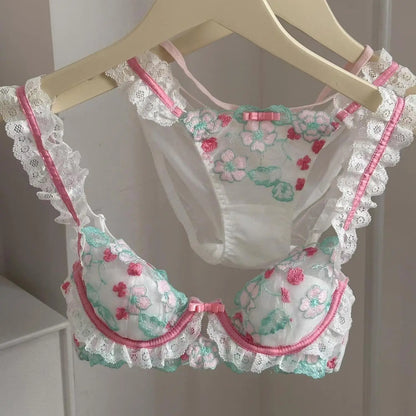 Dam BH Set Blommigt Mönster Bomull Polyester-1