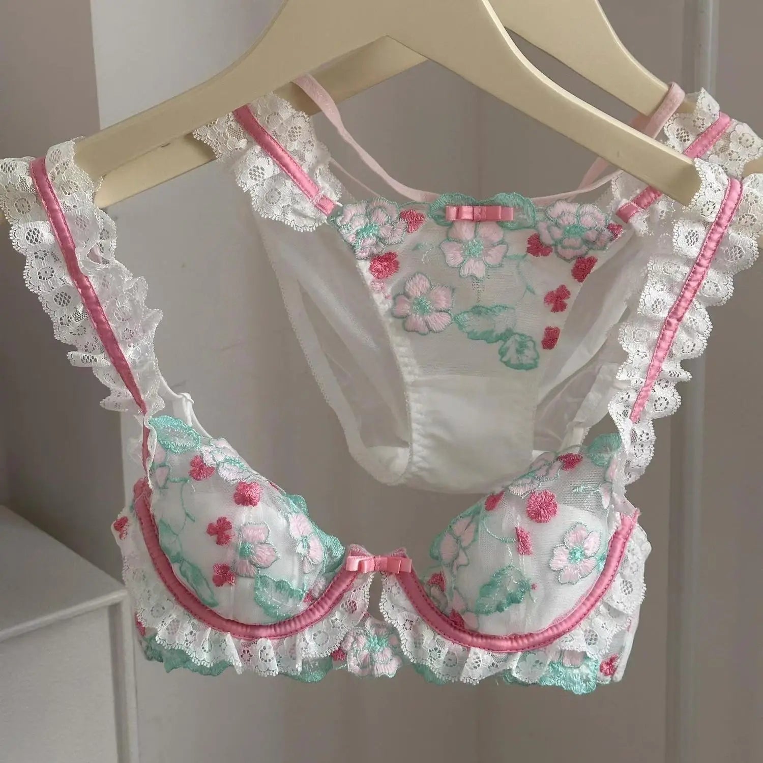 Variant image for Dam BH Set Blommigt Mönster Bomull Polyester-1