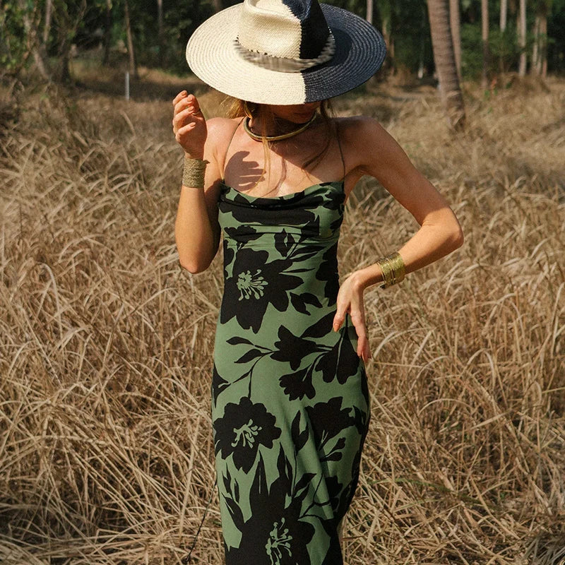 Maxi Klänning Dam Figur-huggande Design Bomull Polyester-4