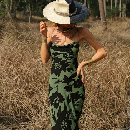 Maxi Klänning Dam Figur-huggande Design Bomull Polyester-4