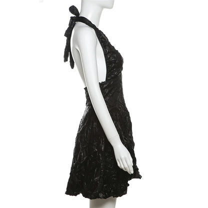 Mini Klänning för Kvinnor med V-ringning – A-linjeformad, Polyester, Smickrande Veck, Perfekt för Sommarfester 6