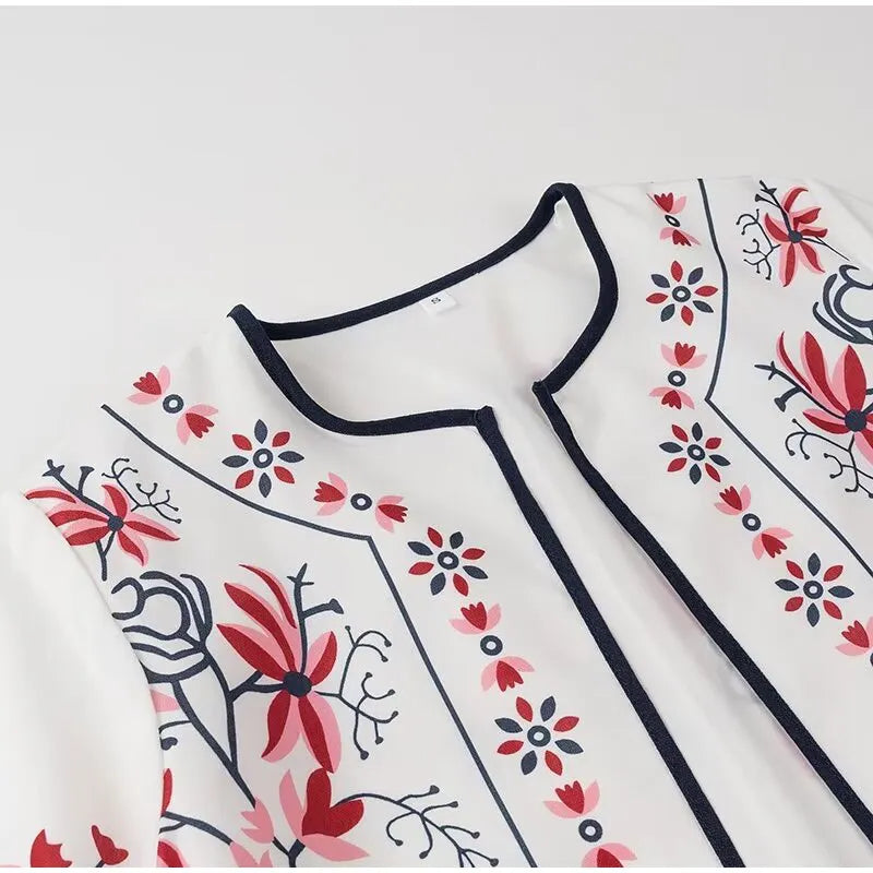 Dam Kofta Blommig Etnisk Stil 100% Polyester-6