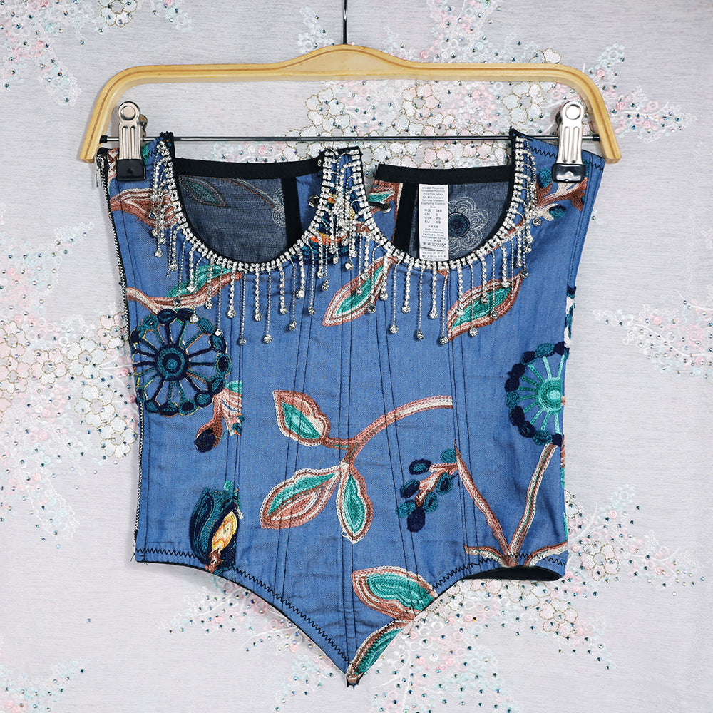 Variant image for Dam Korsett Topp Blommigt Broderi Mjuk Bomull-1