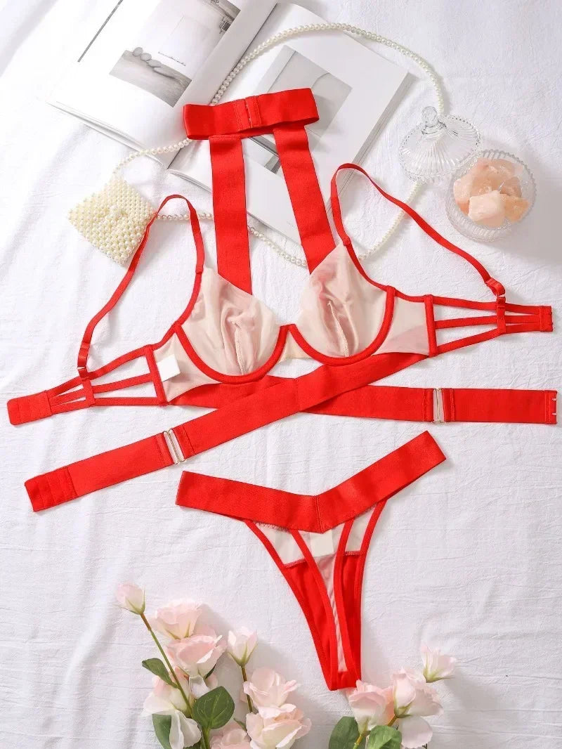 Damunderkläder Set Lapptäckdesign Polyester Trådlös Komfort-2