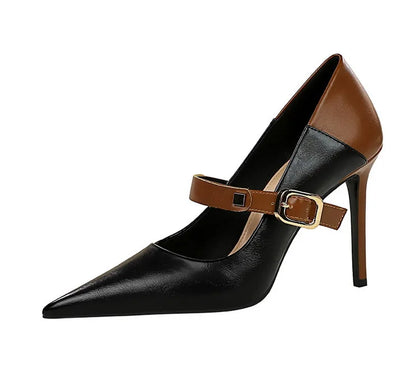 Dam Stiletto Klackar med Hög Klack – PU och Gummi, Elegant Design för Fest och Vardag, Klackhöjd 10 cm, Flera Färger, Storlek 36-41 6