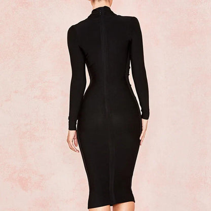 Kvinnors Midi Klänning V-Neck Polyester Spandex-3