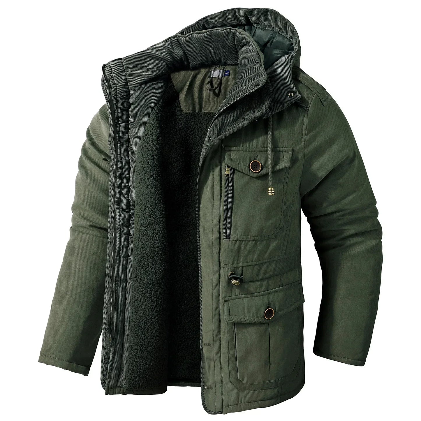 Dam Vinterparka Militärstil Sherpa Foder-2