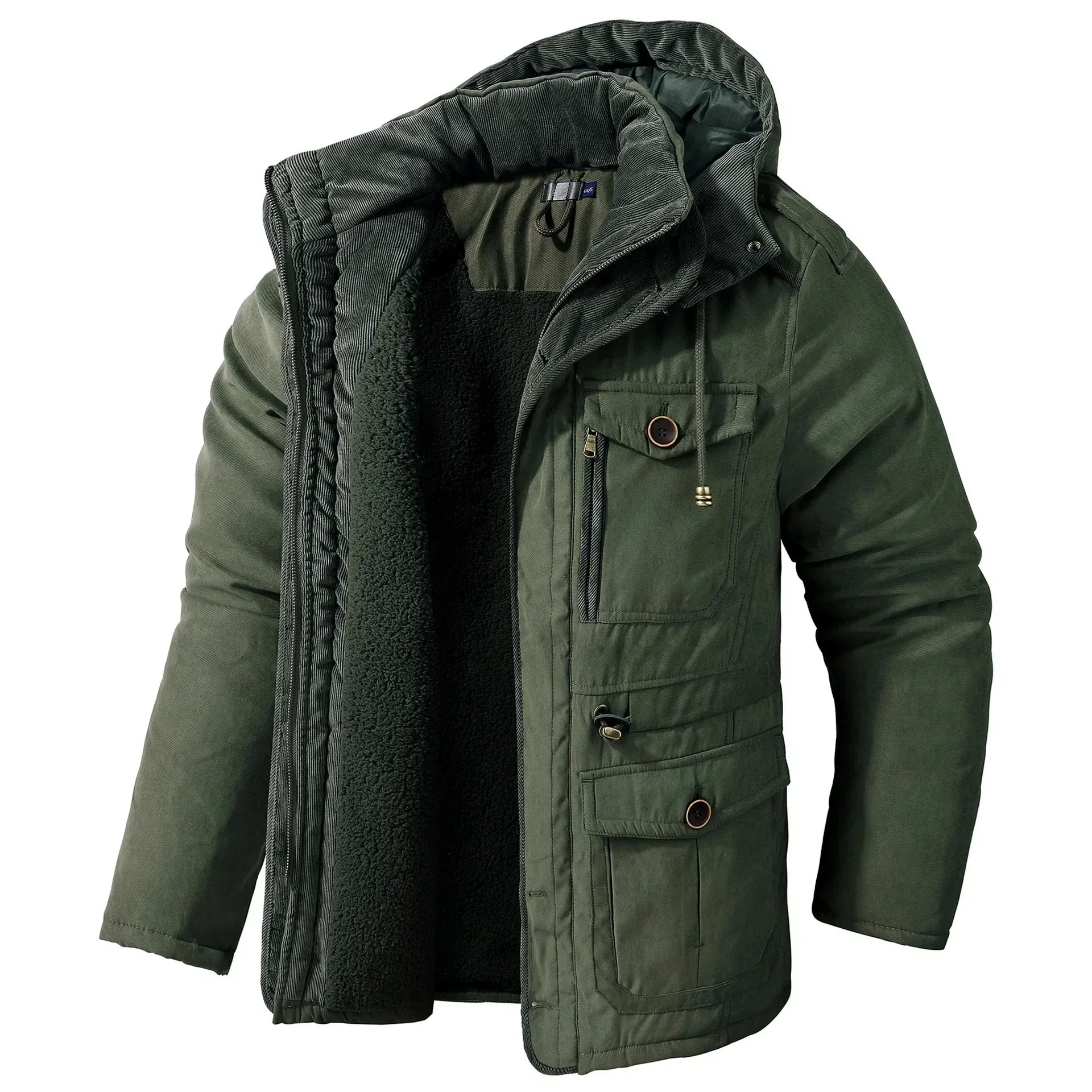 Dam Vinterparka Militärstil Sherpa Foder-2
