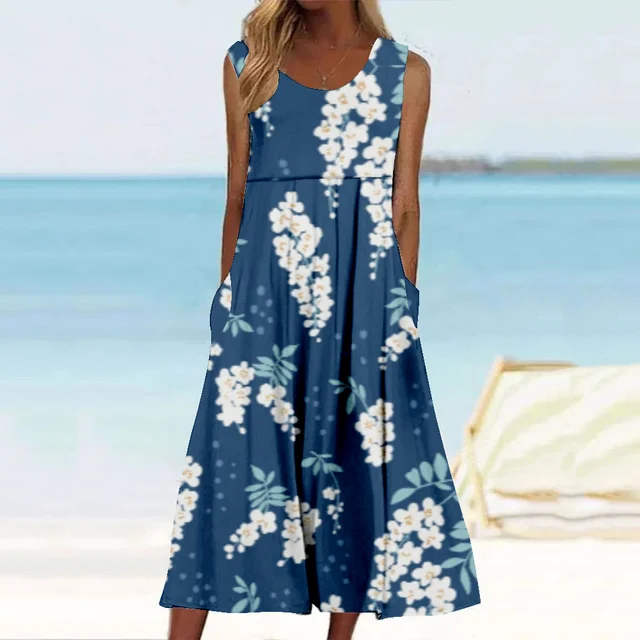 Kvinnors Avslappnad Klänning Polyester Elegant Design-2