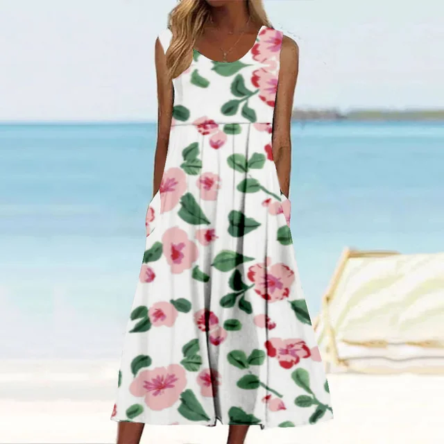 Kvinnors Avslappnad Klänning Polyester Elegant Design-3