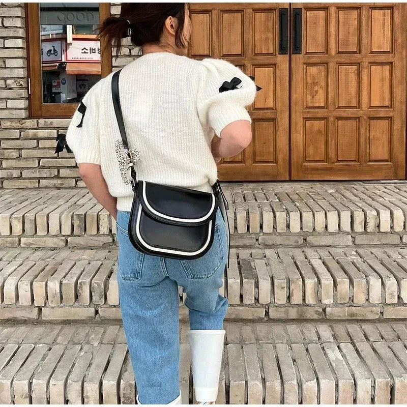 Dam Tröja Puffärmar Polyester Kort Klippning-4