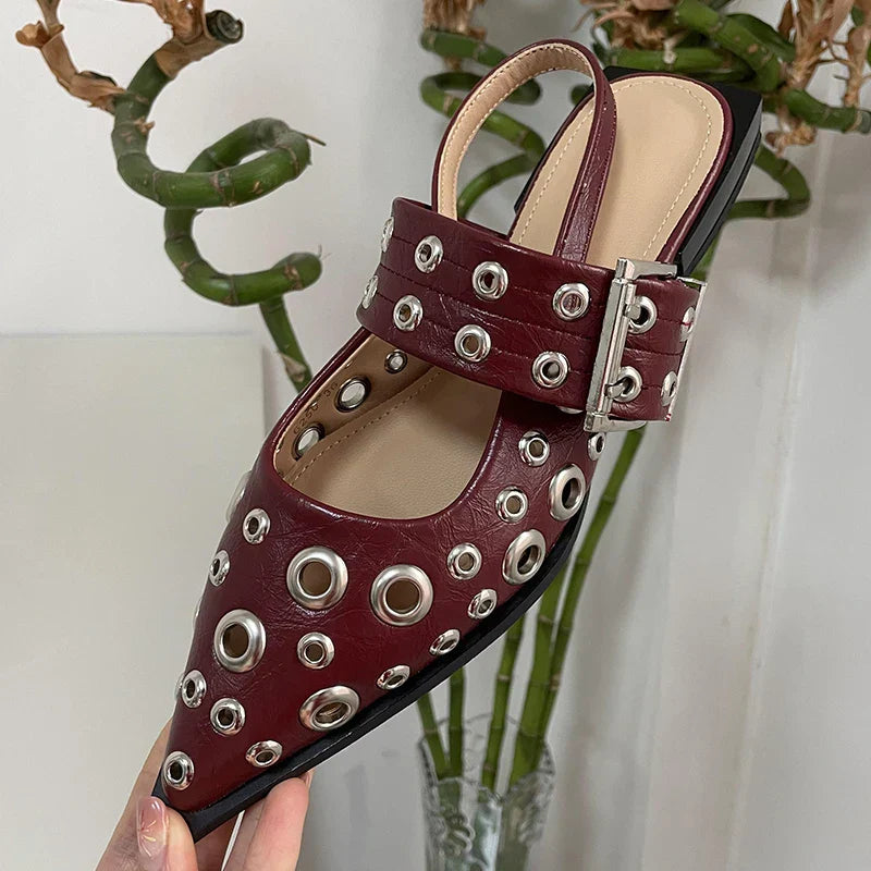 Dam Mules Bekväm PU Sandal Elegant Gummisula 7