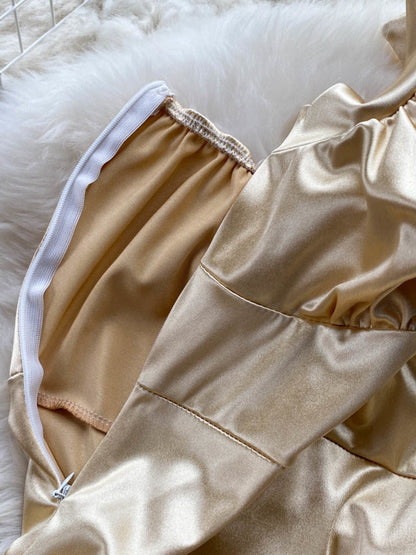 Kvinnors Miniklänning Halterneck Satin Polyester-4