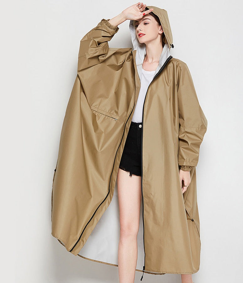 Kvinnors Regnjacka Vattentät med Huva Full Zip Polyester-2