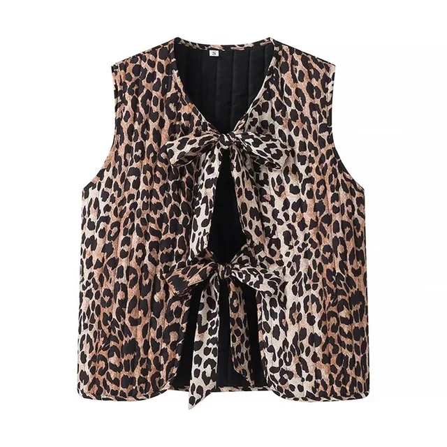Dam Festtoppar Lösa Leopardtryck Polyester-6
