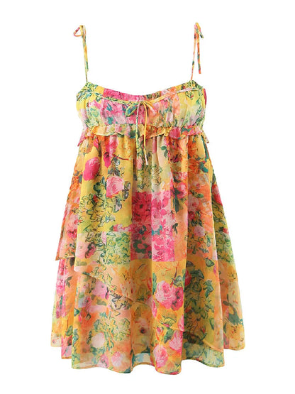 Dam Miniklänning Boho Blommönster Lätt Polyester-2