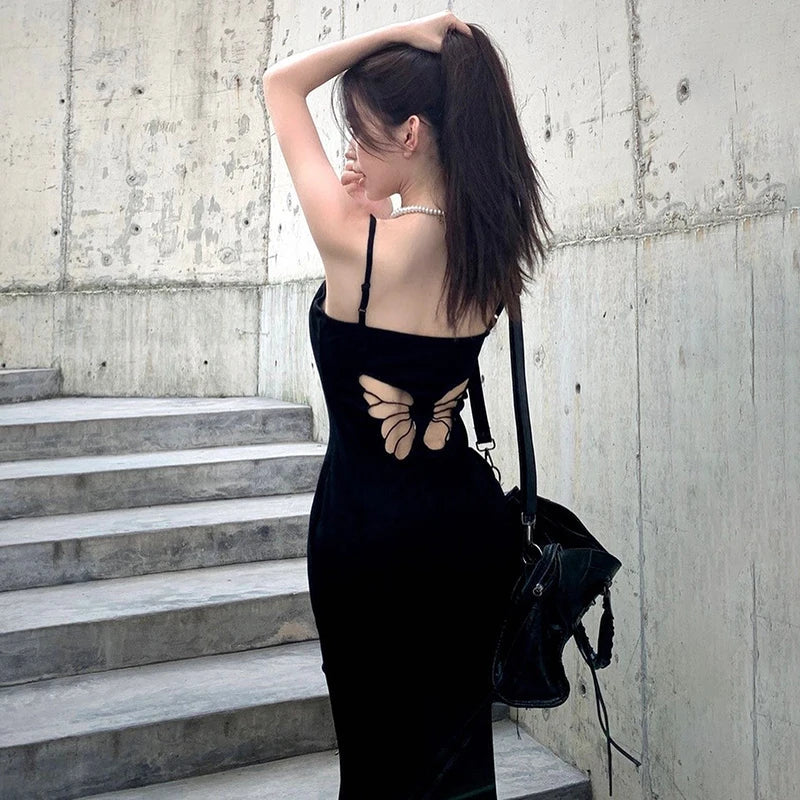 Dam Maxiklänning Med Fjärilshalsringning Polyester-5