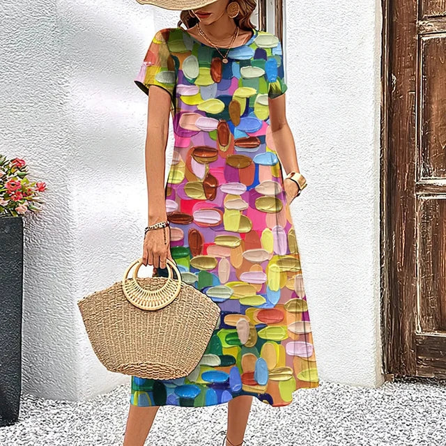 Kvinna Lätt Klänning Originaldesign Högkvalitativt Tyg-2