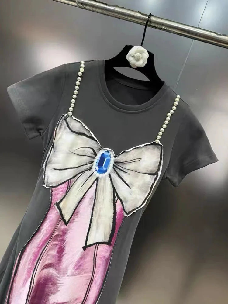 Maxiklänning Dam O-hals Pärl Detaljer Polyester Ankellång-3